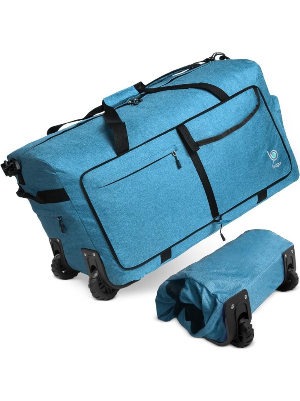 31” Waterproof Rolling Duffle Bag - Lightweight Foldable Weekender Travel Bag